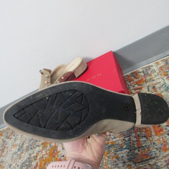 Sacha London Cindi Women Slides Size 7 Taupe Beaded Pointed Toe Low Heels 734 - Picture 4 of 12